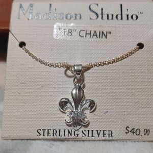 Madison Studio Silver Fleur-de-Lis Necklace